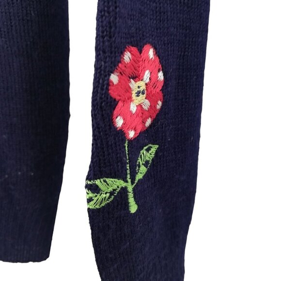 Vintage Embroidered Polka Dot Flower Sweater Pullover Size S 70s Gyn Les Shirlee - Picture 7 of 8